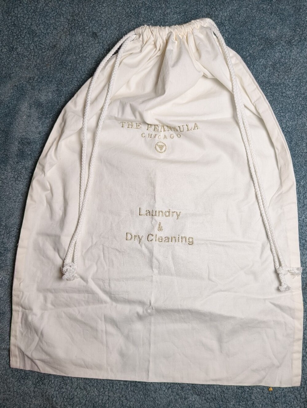 The Peninsula Chicago XL Laundry Dust Bag Drawstring Travel Tote Keepall GM